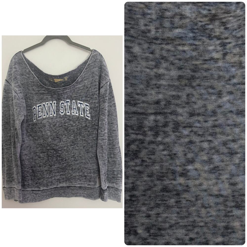 Penn State Nittany Lions PSU Burnout Fleece Off-the-shoulder Sweatshirt